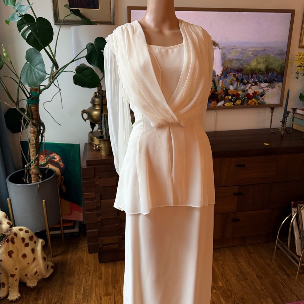 Vintage Speed Fashion Ivory Draped Overlay Dress